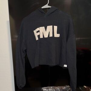 Black FML Text Sweatshirt Casual Pullover